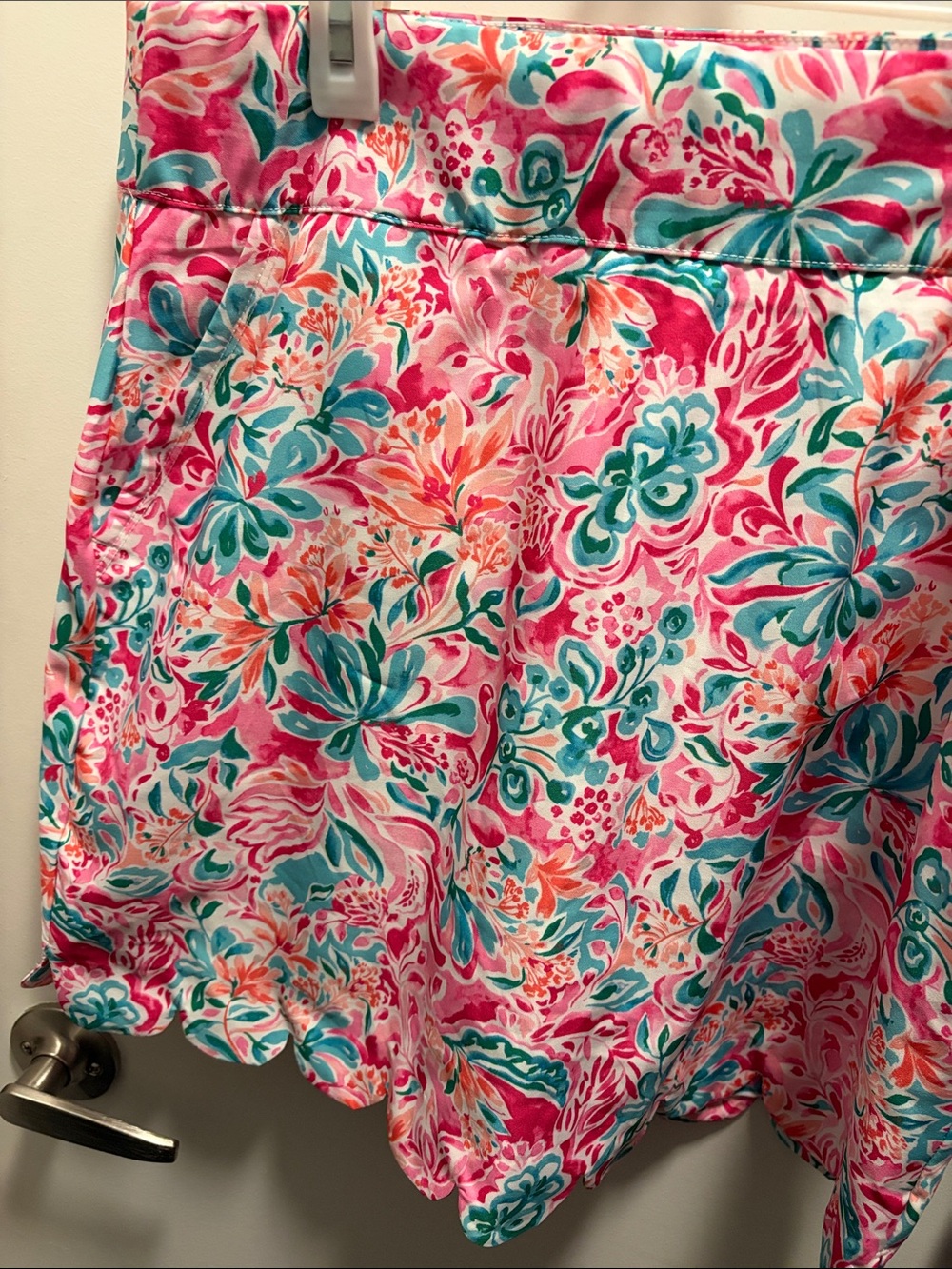 Women’s Floral Scallop Hem Skort - Pink Teal Print